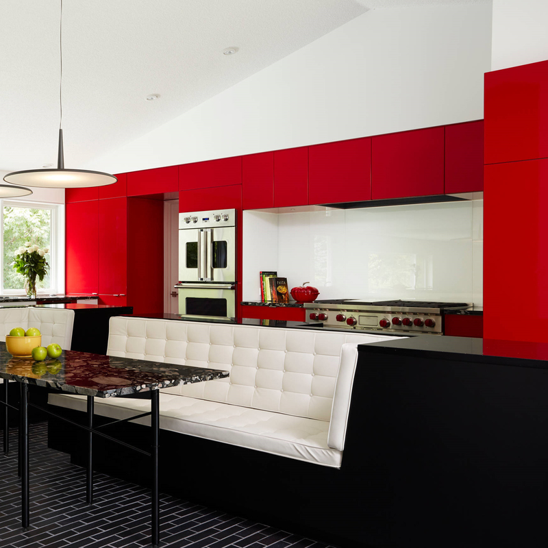 Ντουλάπια κουζίνας High Gloss Wine Red Color Ολοκληρωμένα Σετ Μοντέρνα Επίπεδη Επίπεδη Λάκα Κουζίνας