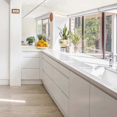 Σύγχρονα λευκά σύγχρονα Prefab γραφεία γραφείου κουζινών PVC